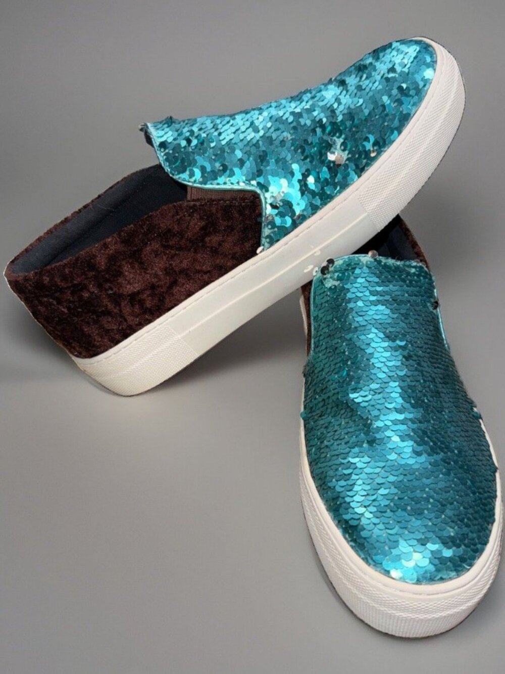 Roper Teal Reversible Sequin Slip-On Women's Sneakers